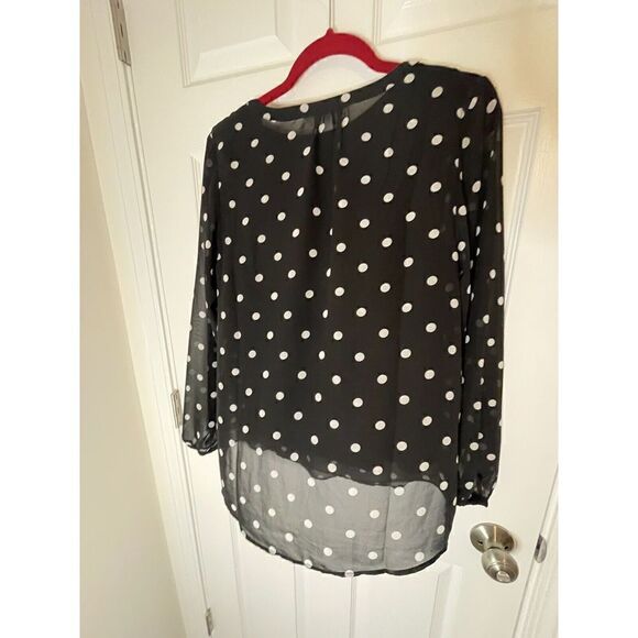 Christopher & Banks 2 Pc Polka Dot Sheer Blouse & Tank Top Small - Picture 3 of 5